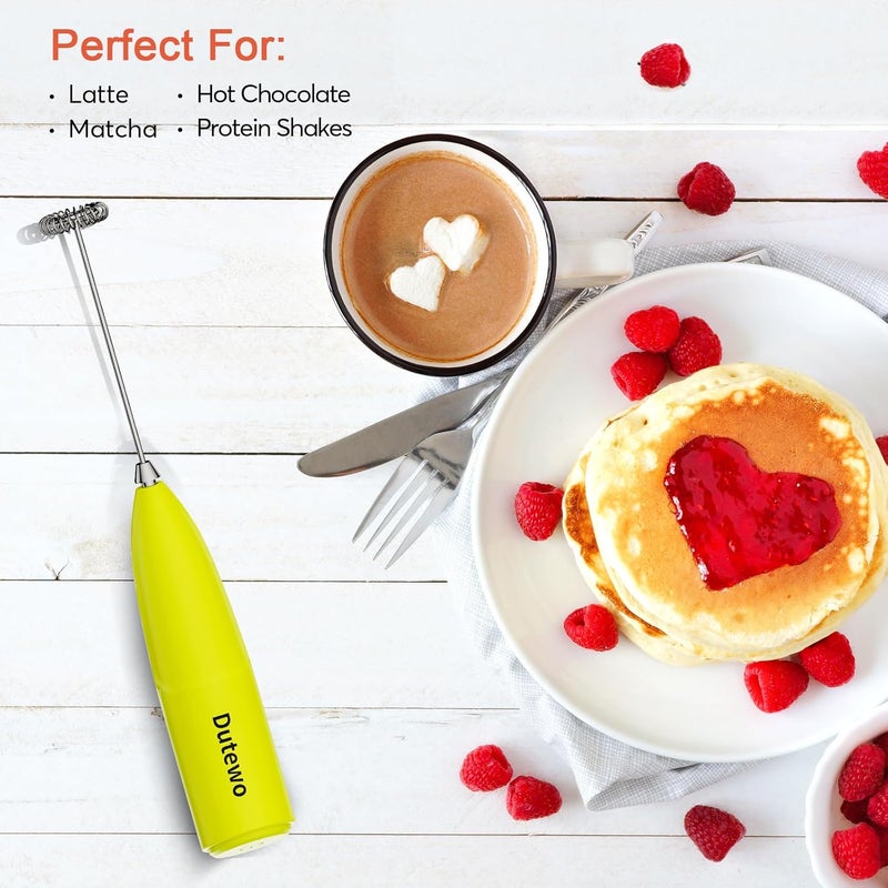 Dutewo Hand Mixer Milk Frother for Coffee - Frother Handheld Foam Maker for Lattes, Electric whisk Drink Mixer Mini Foamer for Cappuccino, Frappe, Matcha, Hot Chocolate, Yellow 394C - Image 5